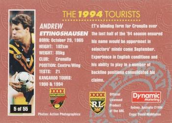 1994 Dynamic Kangaroo Heroes #5 Andrew Ettingshausen Back